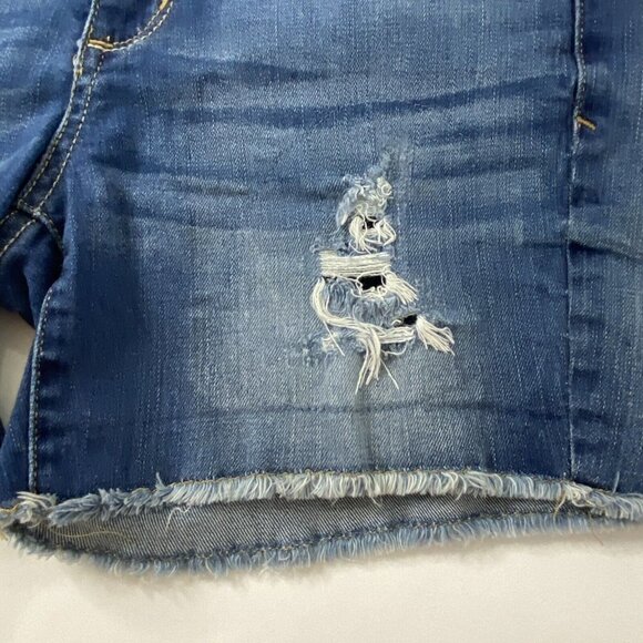 Arizona Jean Co Junior Women's size 5 Distressed Raw Hems Blue Jean Denim Shorts - Picture 6 of 9
